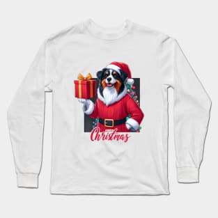 Christmas Black Tri Aussie Long Sleeve T-Shirt